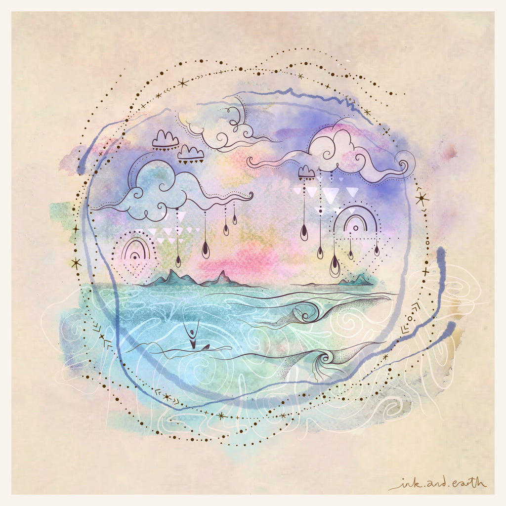 ‘Island Surf’ illustration print - 297mm square on 100% Recycled Paper