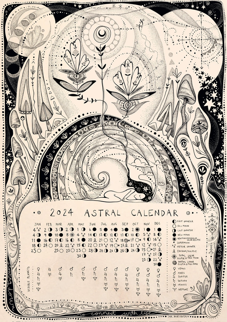 2024 Astral Calendar - printed on elephant poo paper