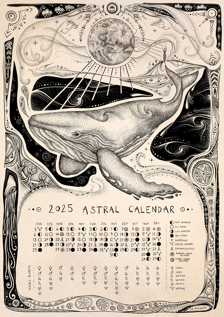 2025 Astral Calendar - Listening to the Blue - printed on elephant poo paper 🐘 💩 🍃