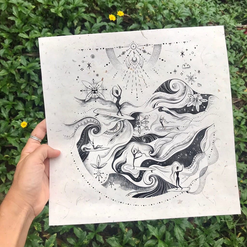 ‘Wave dancers’ Limited edition Art Print on Elephant Poo Paper