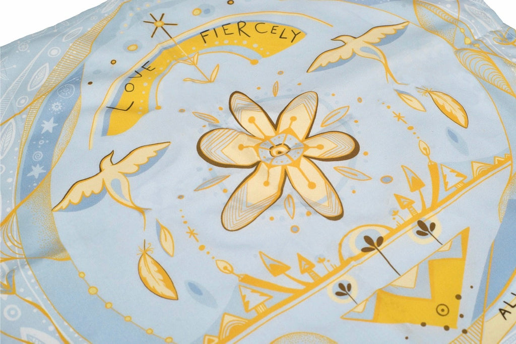 Decorative Textile Art- LOVE FIERCELY - 56cm square 100% natural cotton