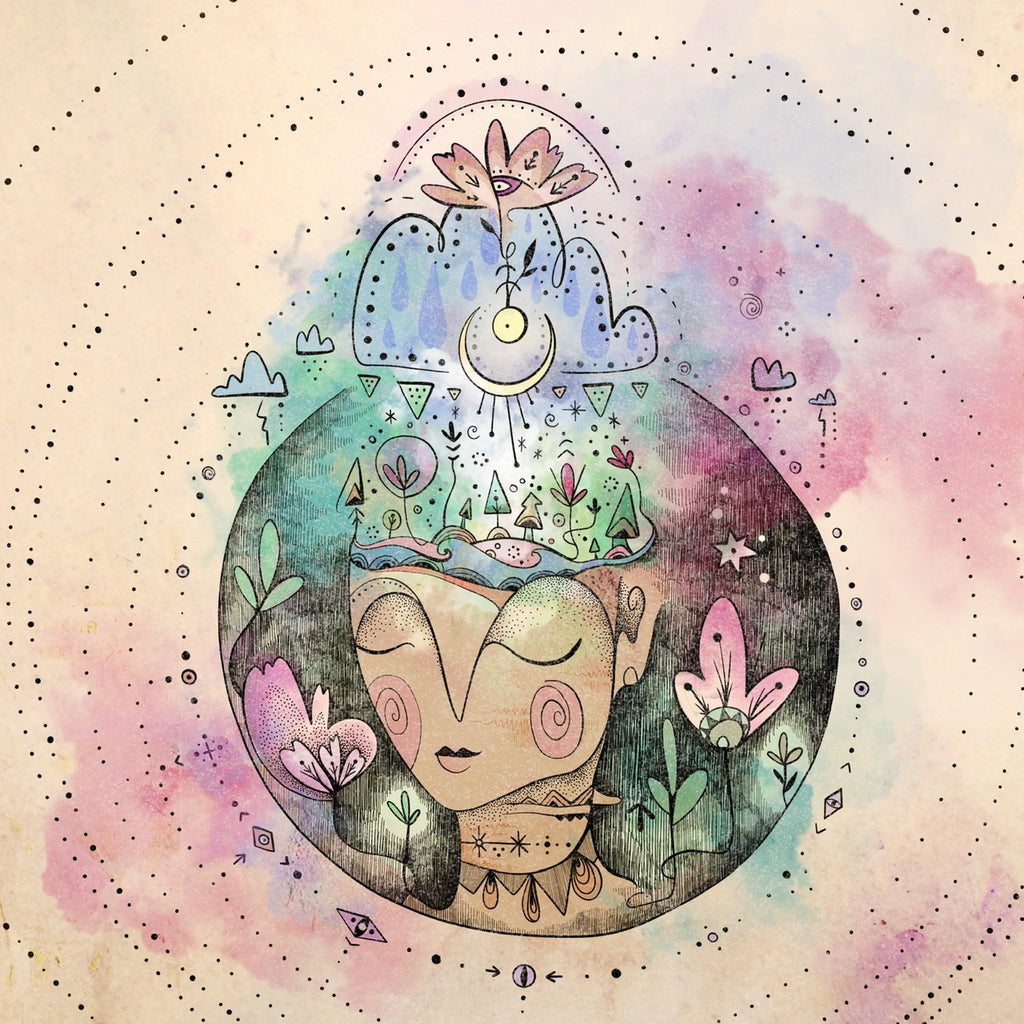 ‘Relax into the infinite garden of the mind’ illustration print - 297mm square on 100% Recycled Paper - preorder